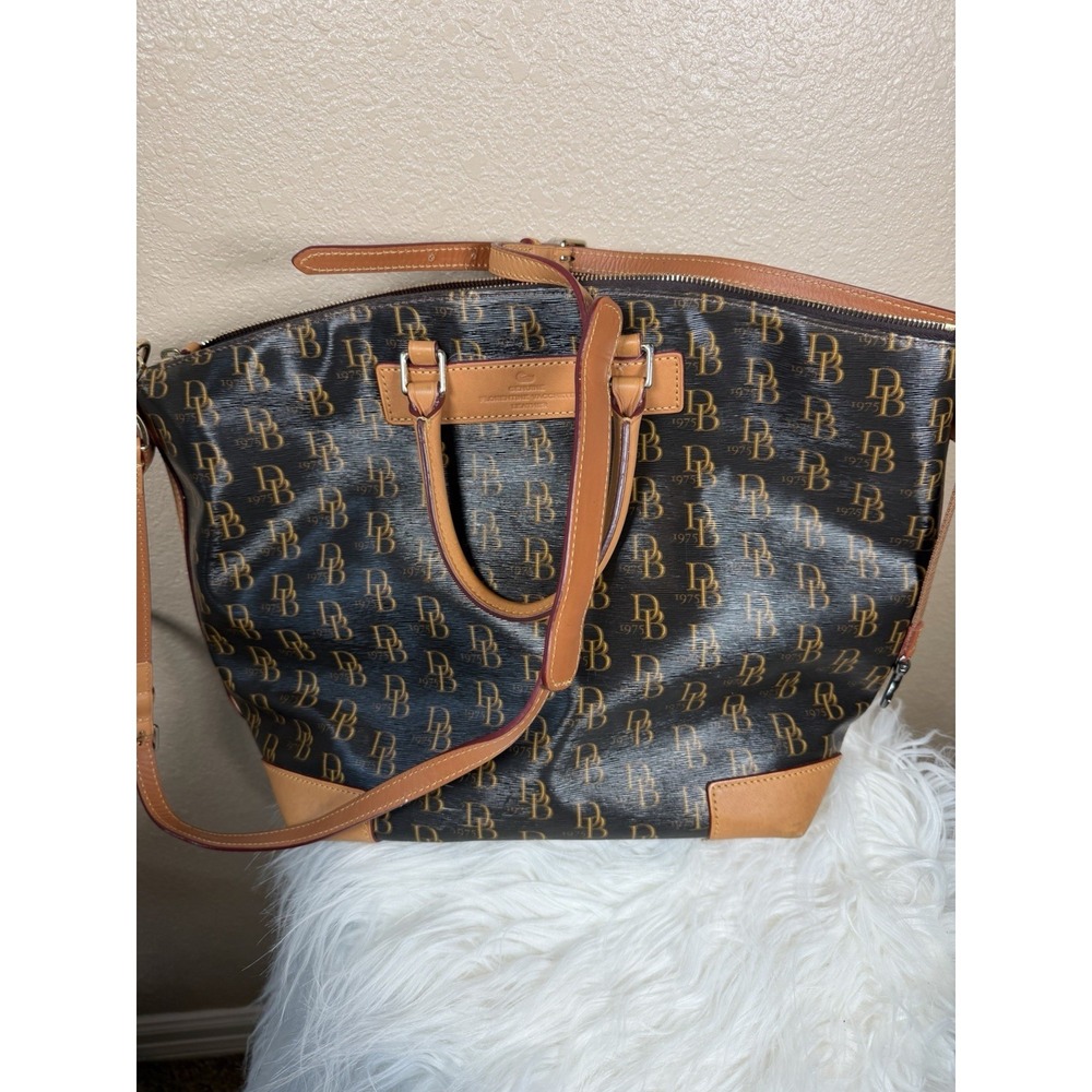 Dooney & Bourke 1975 Monogram Satchel Bag Florentine Vachetta Leather Crossbody - Picture 4 of 6